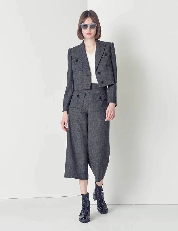MARYLING Black and white herringbone pattern crop straight pants Comfortable Jogging Pants MARYLING Black and white herringbone pattern crop straight pants Comfortable Jogging Pants
