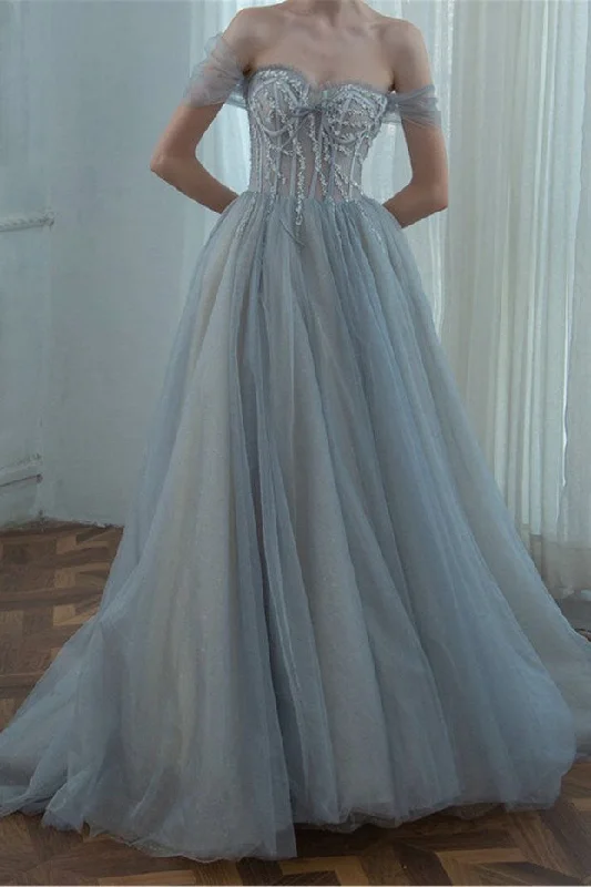 Off the Shoulder A-line Tulle Prom Dress For Women Long Party Dress OKW10 Tunics Summer linen Off the Shoulder A-line Tulle Prom Dress For Women Long Party Dress OKW10 Tunics Summer linen