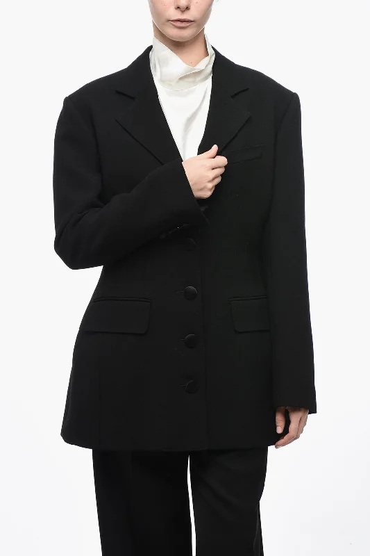 Dolce & Gabbana Virgin Wool Blend Slim Fit Blazer with Padded Hips Women's Elegant Blazer Dolce & Gabbana Virgin Wool Blend Slim Fit Blazer with Padded Hips Women's Elegant Blazer