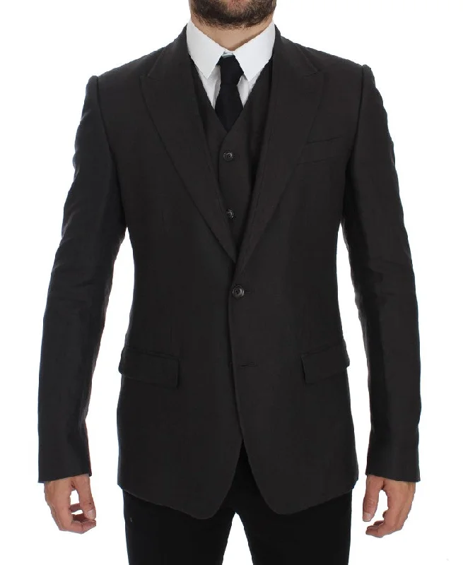 Elegant Gray Linen Slim Fit Blazer And Vest Women's Premium Blazer