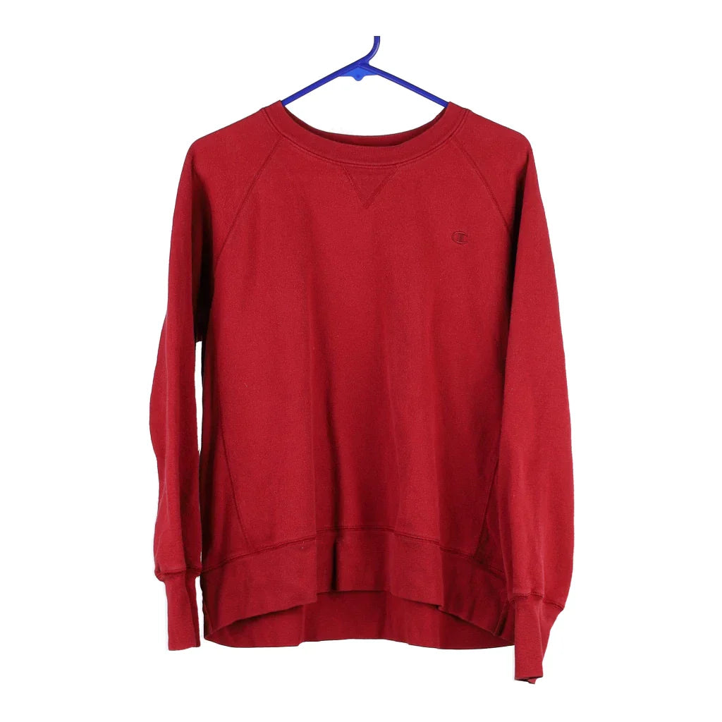 Champion Sweatshirt - Large Red Cotton Blend Hoodie with Drawstring Waist Adjustable Fitted Champion Sweatshirt - Large Red Cotton Blend Hoodie with Drawstring Waist Adjustable Fitted