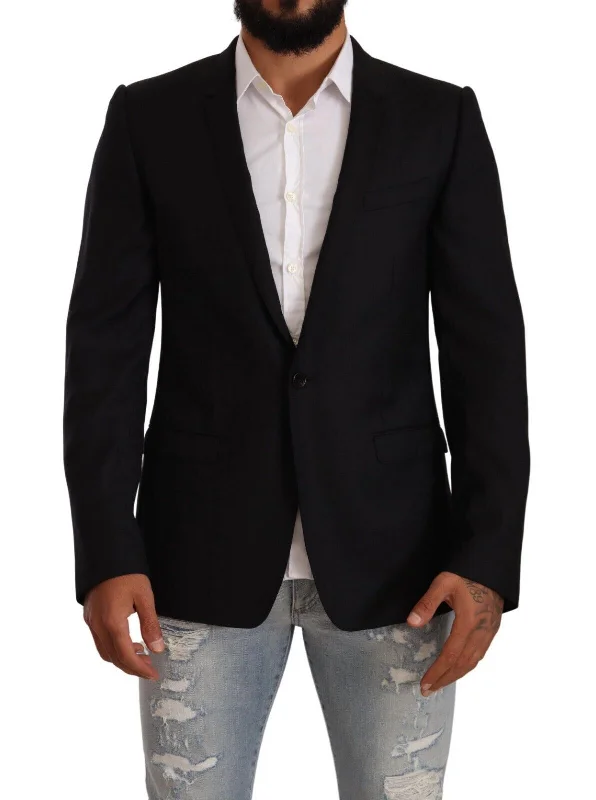 Exclusive Black Virgin Wool Blazer Plus Size Women's Coat