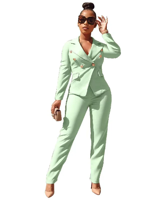 Women's Pant Suit 1307 Turquoise Classic Chino Pants