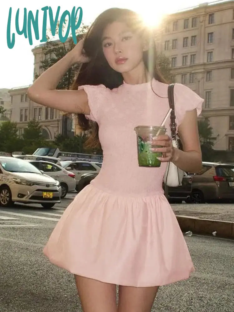 Lunivop Lace Splice Bud Mini Dress For Women Short Sleeved Solid Sexy Through Slim Folds Dress Female Sweet Birthday Party Dress Tunics Gym athletic Lunivop Lace Splice Bud Mini Dress For Women Short Sleeved Solid Sexy Through Slim Folds Dress Female Sweet Birthday Party Dress Tunics Gym athletic