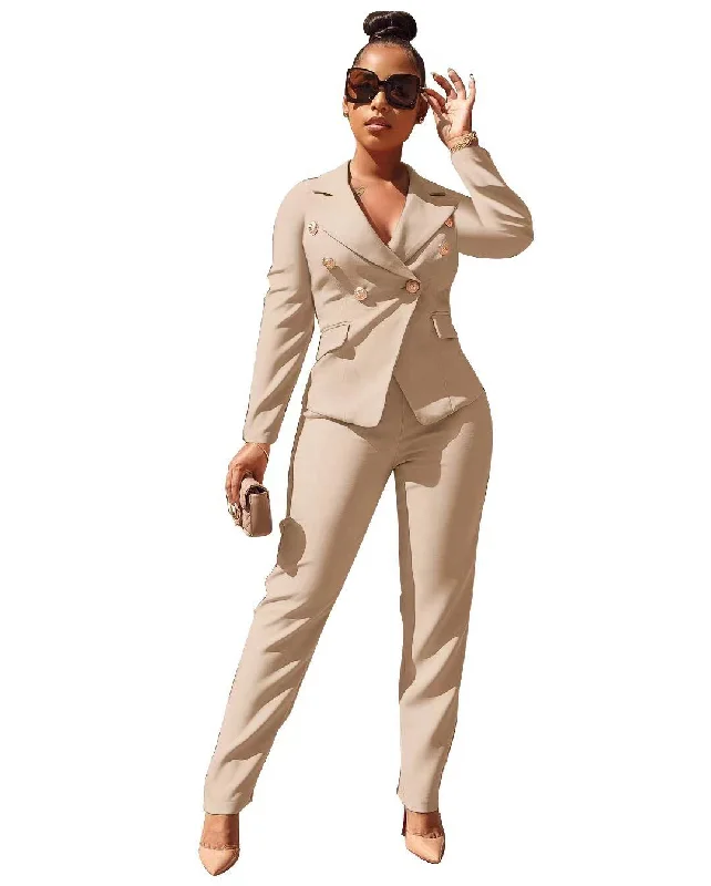 Women's Pant Suit 1307 Apricot Fashionable Work Pants
