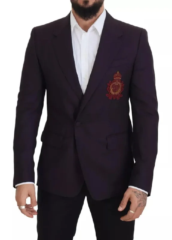 Purple Logo Single Breasted Wool Blazer High-End Women's Suit