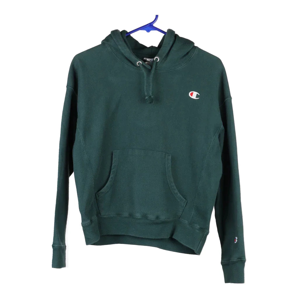 Reverse Weave Champion Hoodie - Small Green Cotton Blend Hoodie with Front Slit Layering Stylish Reverse Weave Champion Hoodie - Small Green Cotton Blend Hoodie with Front Slit Layering Stylish