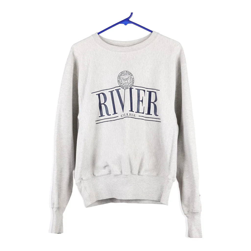 Reverse Weave Champion College Sweatshirt - Medium Grey Cotton Blend Hoodie with Slim Fit Tailored Modern Reverse Weave Champion College Sweatshirt - Medium Grey Cotton Blend Hoodie with Slim Fit Tailored Modern