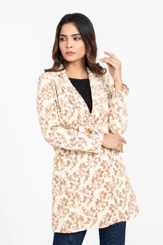 Floral Corduroy Double-Breasted Women's Blazer Women's Classic Blazer
