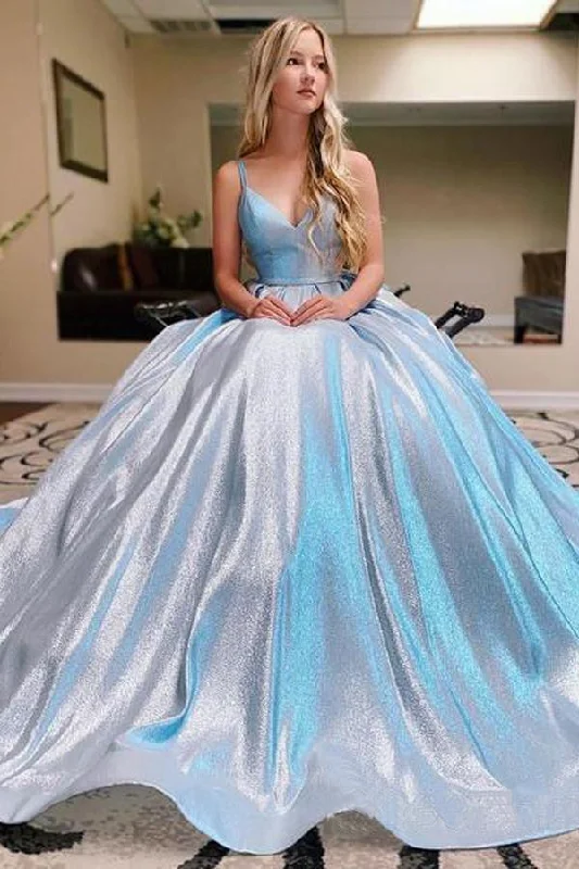 Romantic Sky Blue Ball Gown Prom Gown Sparkly V Neck Party Dress PSK184 Halter Neckline Beach Romantic Sky Blue Ball Gown Prom Gown Sparkly V Neck Party Dress PSK184 Halter Neckline Beach