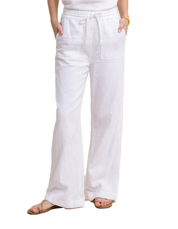 Ws Laken Wide Leg Pant White Relaxed Lounge Trousers