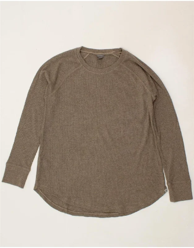 EDDIE BAUER Womens Sweatshirt Jumper UK 14 Medium Beige Cotton Hoodie with Bell Sleeves Flared Feminine EDDIE BAUER Womens Sweatshirt Jumper UK 14 Medium Beige Cotton Hoodie with Bell Sleeves Flared Feminine