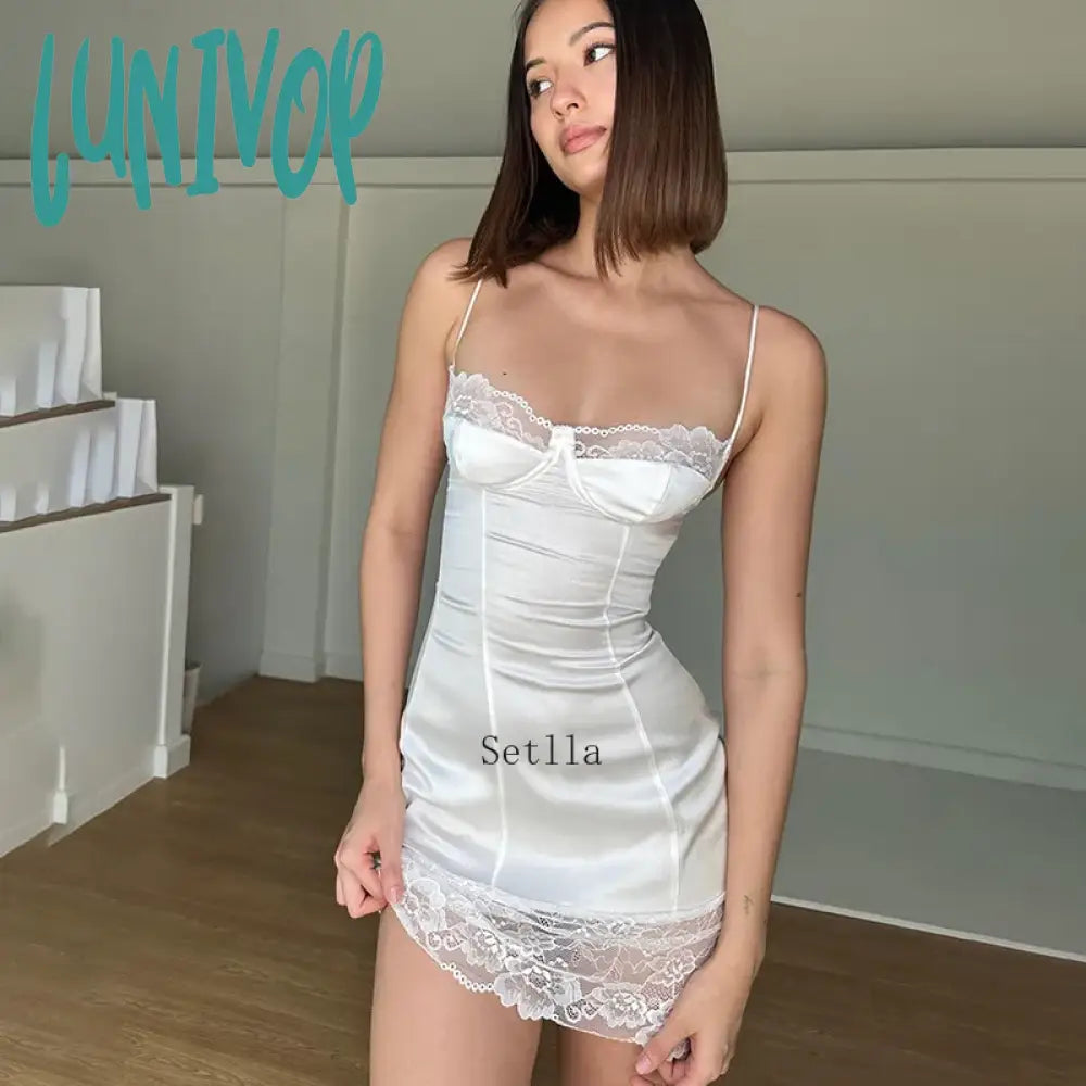 Lunivop Elegant Fashion Sexy Lace Floral Slip Mini Dress Outfits for Women Sleeveless Club Party Dresses in White Y2K White Dress Boat Neckline Classic Lunivop Elegant Fashion Sexy Lace Floral Slip Mini Dress Outfits for Women Sleeveless Club Party Dresses in White Y2K White Dress Boat Neckline Classic