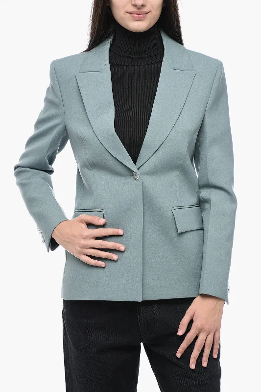 Off-White FORMAL Wool Blended Blazer with Waist Pleat 46 Italian size Women's Party Jacket Off-White FORMAL Wool Blended Blazer with Waist Pleat 46 Italian size Women's Party Jacket