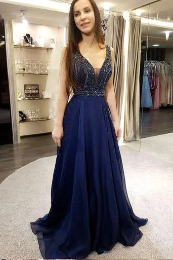 Sexy Low Cut Beading Chiffon Long Prom Dresses For Teens,Graduation Party Dresses DM939 Tunics Vintage classic Sexy Low Cut Beading Chiffon Long Prom Dresses For Teens,Graduation Party Dresses DM939 Tunics Vintage classic