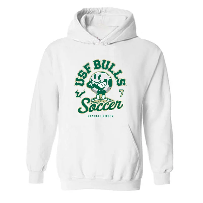 USF - NCAA Women's Soccer : Kendall Kiefer - Fashion Shersey Hooded Sweatshirt Hoodie with Embroidery Detailed Premium USF - NCAA Women's Soccer : Kendall Kiefer - Fashion Shersey Hooded Sweatshirt Hoodie with Embroidery Detailed Premium