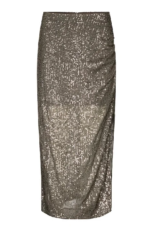 Second Female Chocolate Sequin Skirt corduroy skirt comfortable