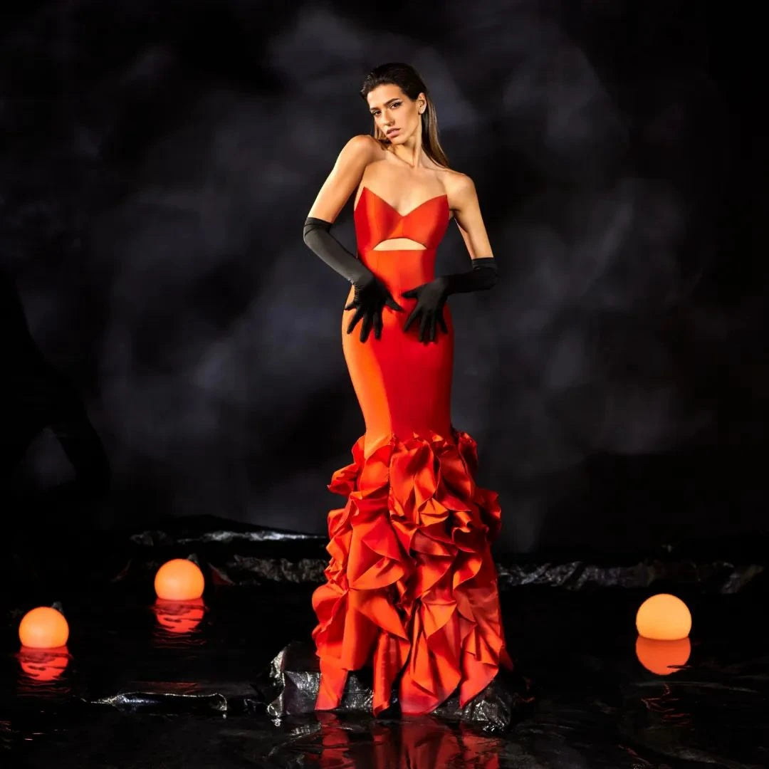 Lunivop Vintage Orange Prom Dress Floor Mermaid Satin Long Evening Dresses Strapless Ruffled Bottom Pleated Party Dresses For Women Tunics Gym athletic Lunivop Vintage Orange Prom Dress Floor Mermaid Satin Long Evening Dresses Strapless Ruffled Bottom Pleated Party Dresses For Women Tunics Gym athletic