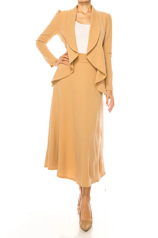 Women's Solid 2-piece blazer skirt set Women's Designer Suit