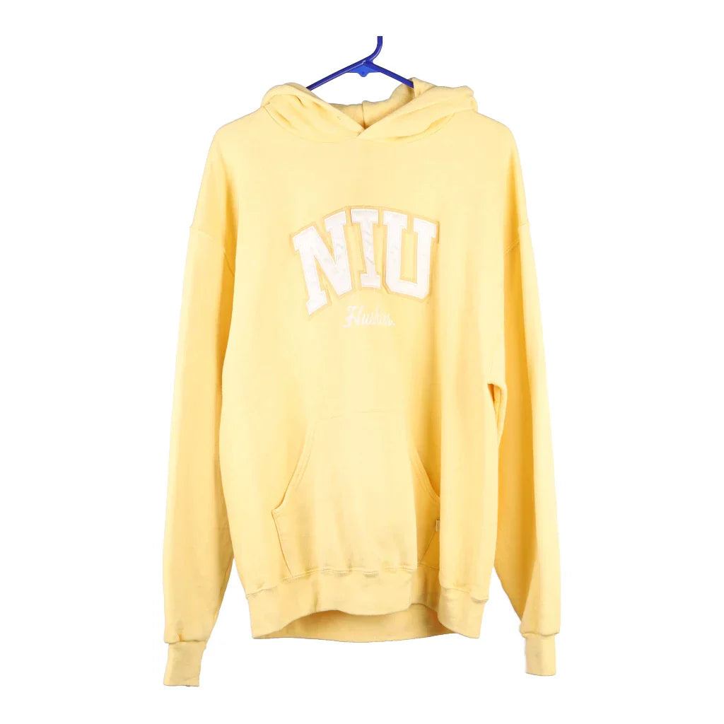 NIU Russell Athletic Hoodie - Large Yellow Cotton Blend Hoodie with Strings Custom Fit Adjustable NIU Russell Athletic Hoodie - Large Yellow Cotton Blend Hoodie with Strings Custom Fit Adjustable