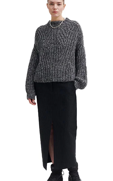Second Female Wool Black Skirt cashmere skirt plush