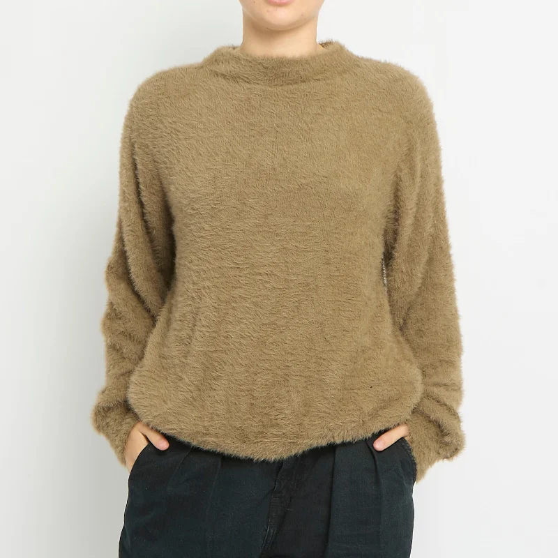 Fluffy Knit Round Neck Sweatshirt- UK 16 Hoodie with Oversized Fit Loose Comfortable Fluffy Knit Round Neck Sweatshirt- UK 16 Hoodie with Oversized Fit Loose Comfortable