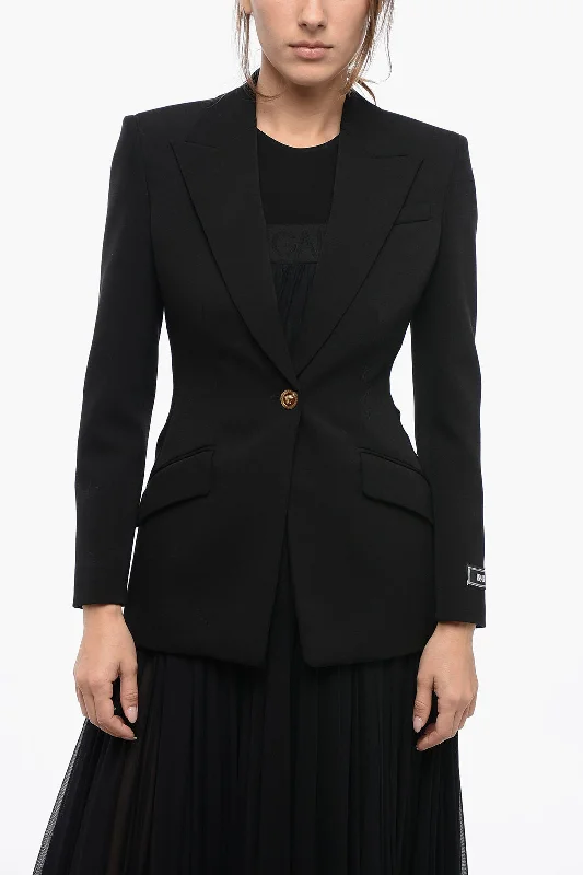 Versace Wool Blazer with Peak Lapel Women's Premium Blazer