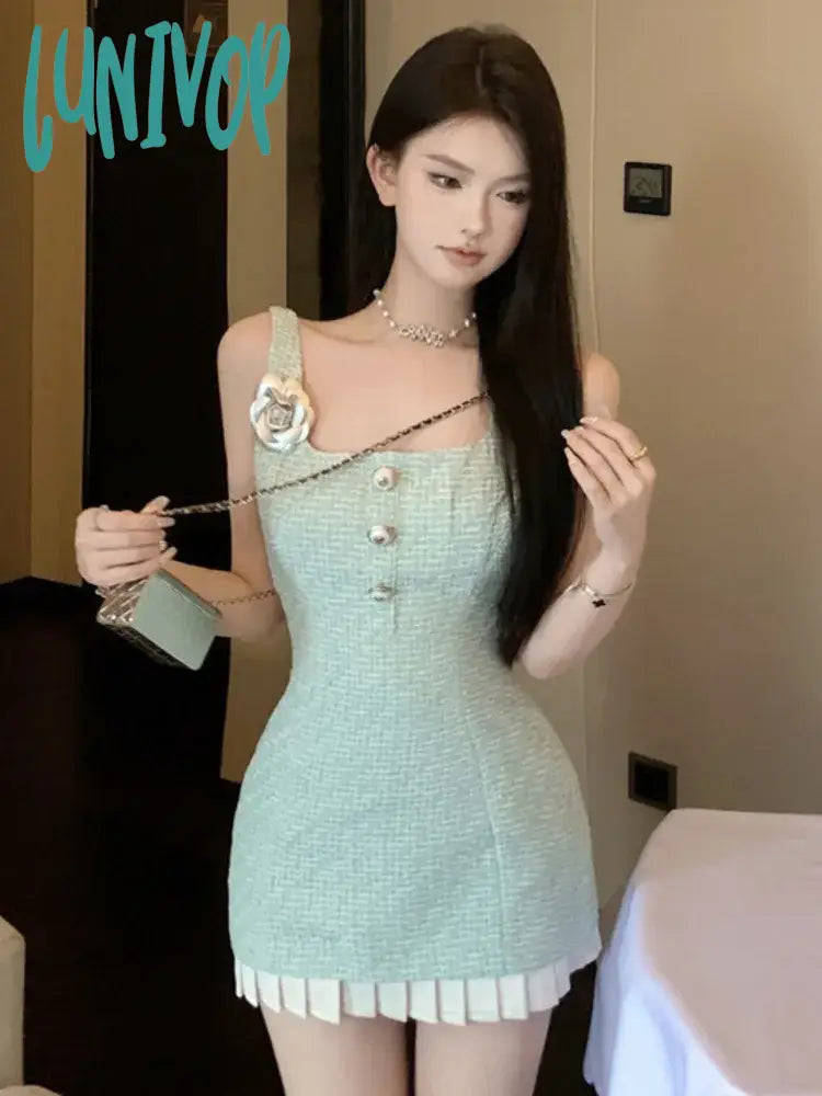 Lunivop Korean Sweet Small Fragrance Tweed Dresses For Women French Fashion 3D Flower Summer Dress Hotsweet Sexy Tank Party Dress Tunics Practical durable Lunivop Korean Sweet Small Fragrance Tweed Dresses For Women French Fashion 3D Flower Summer Dress Hotsweet Sexy Tank Party Dress Tunics Practical durable