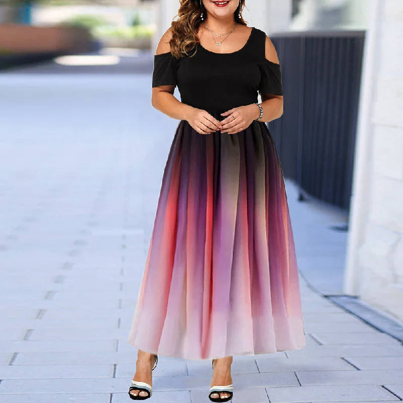 Party Dress Skirt Slim Sexy Gradient Off-shoulder Women's Dress Long Skirt Tunics Floral girly Party Dress Skirt Slim Sexy Gradient Off-shoulder Women's Dress Long Skirt Tunics Floral girly