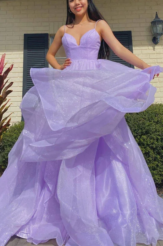 Princess Lilac Tiered Spaghetti Straps A Line Long Prom Dress Fashion Party Dresses DM1044 Turtleneck Warm Winter Princess Lilac Tiered Spaghetti Straps A Line Long Prom Dress Fashion Party Dresses DM1044 Turtleneck Warm Winter