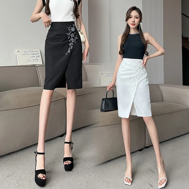 Embroidered Temperament Wrapped Hip Skirt Woman Vintage High Waist seamless skirt comfort Embroidered Temperament Wrapped Hip Skirt Woman Vintage High Waist seamless skirt comfort