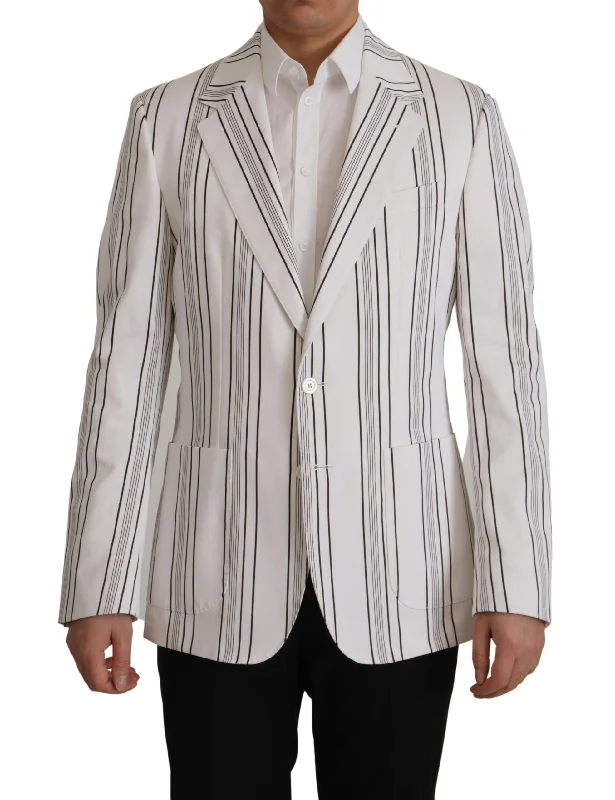 Elegant Striped Cotton Blend Blazer Women's Solid Blazer