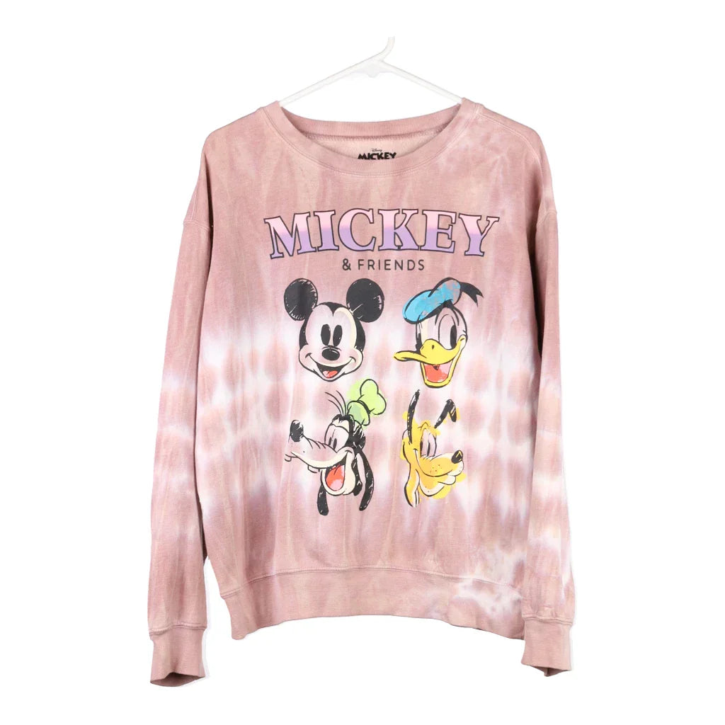 Mickey & Friends Disney Graphic Sweatshirt - XL Pink Cotton Blend Hoodie with Rolled Sleeves Casual Relaxed Mickey & Friends Disney Graphic Sweatshirt - XL Pink Cotton Blend Hoodie with Rolled Sleeves Casual Relaxed
