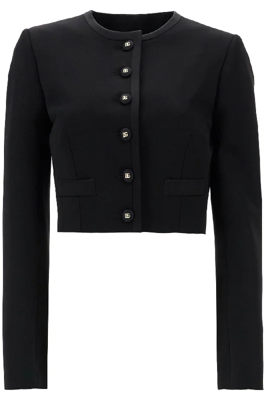 Black Wool Blazer With Logo Buttons  - Black Plus Size Women's Coat