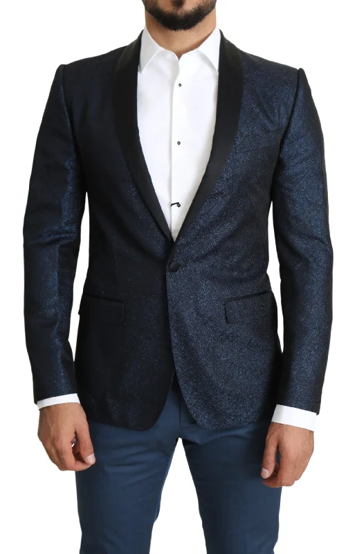 Elegant Martini Blue Slim Fit Blazer Women's Luxurious Jacket
