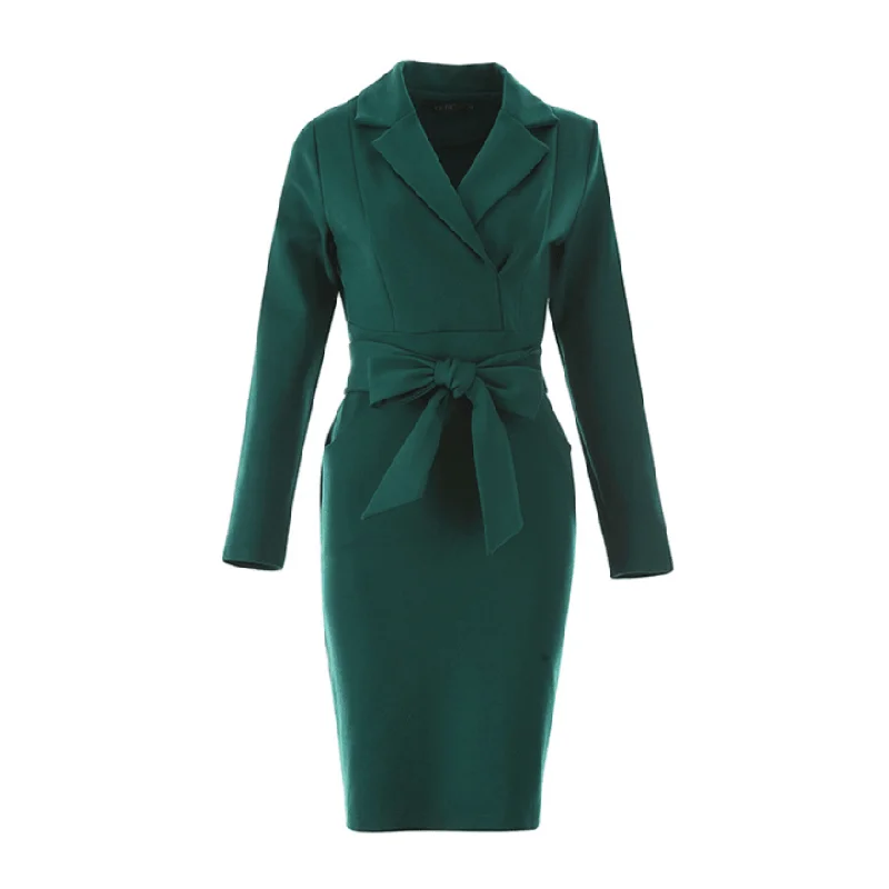 Elegant V-Neck Casual DressLong Sleeve Slim Bodycon Blazer- High-End Women's Suit