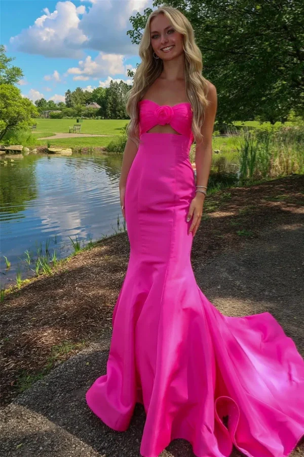 Sweetheart Mermaid Satin Pink Long Prom Dress Party Dress PSK652 Tunics Sophisticated sleek Sweetheart Mermaid Satin Pink Long Prom Dress Party Dress PSK652 Tunics Sophisticated sleek