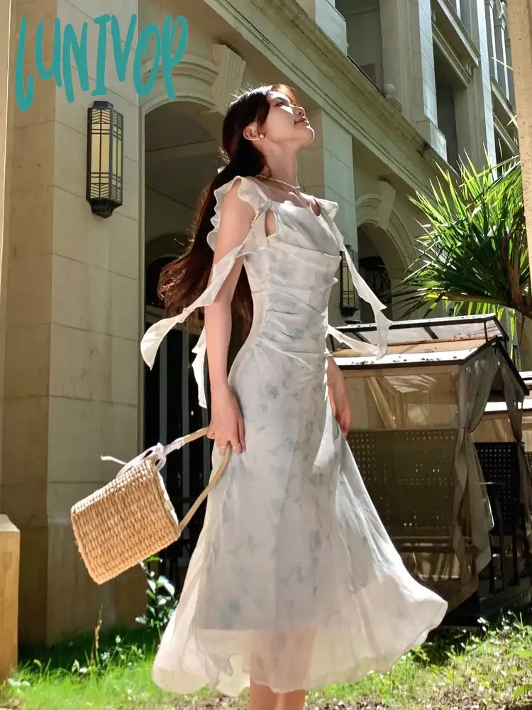 Lunivop Summer Elegant Fashion Floral Chiffon Halter Dresses Women's Vintage Chic Casual Midi Dresses Sexy Backless Holiday Party Dress Tunics Custom made Lunivop Summer Elegant Fashion Floral Chiffon Halter Dresses Women's Vintage Chic Casual Midi Dresses Sexy Backless Holiday Party Dress Tunics Custom made
