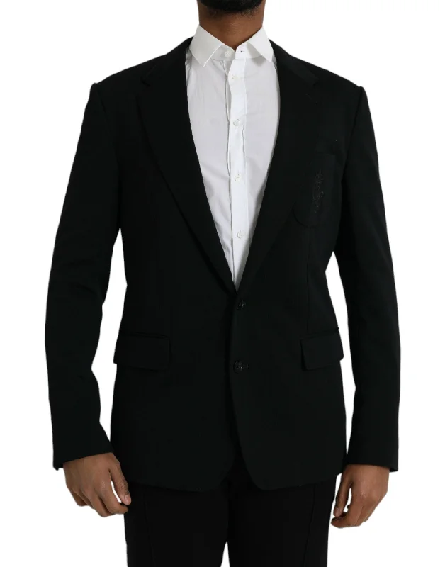 Black Wool Single Breasted Coat Blazer High-End Women's Suit