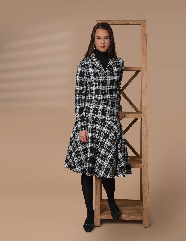 Signature Plaid Cropped Blazer Set Women's Fashion Blazer
