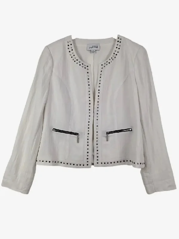 Joseph Ribkoff Round Neck Embellished Blazer Size L Women's Custom Suit