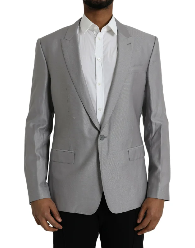 Gray Wool Peak Single Breasted Coat Blazer New Women's Blazer