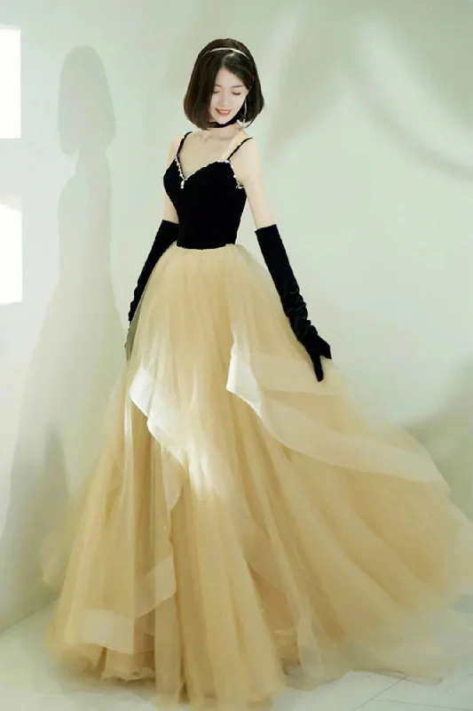 Black A Line Tulle Long Prom Dresses, Spaghetti Straps Evening Party Dresses OK1921 Tunics Cozy soft Black A Line Tulle Long Prom Dresses, Spaghetti Straps Evening Party Dresses OK1921 Tunics Cozy soft