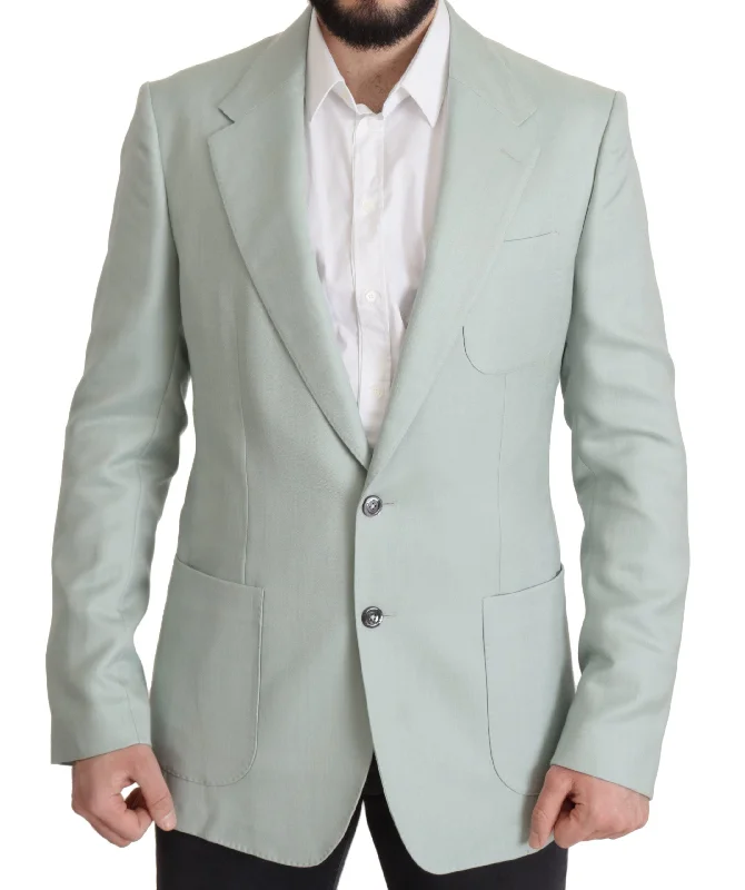 Elegant Mint Green Silk-cashmere Blazer Women's Warm Suit