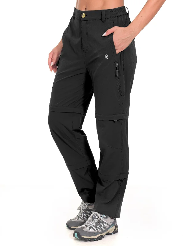 Women's Stretch Convertible Zip-Off Quick-Dry Hiking Pants Sleek Black Pants