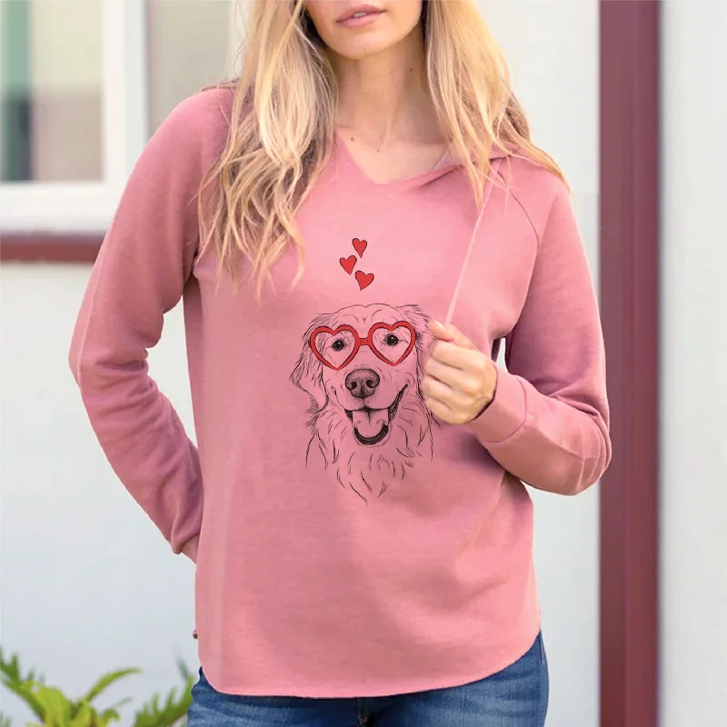 Valentine Maple the Golden Retriever - Cali Wave Hooded Sweatshirt Hoodie with Bell Sleeves Flared Feminine Valentine Maple the Golden Retriever - Cali Wave Hooded Sweatshirt Hoodie with Bell Sleeves Flared Feminine