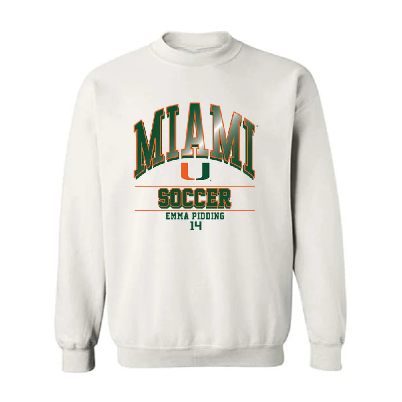 Miami - NCAA Women's Soccer : Emma Pidding - Classic Fashion Shersey Crewneck Sweatshirt Hoodie with Hidden Zipper Minimalist Clean Miami - NCAA Women's Soccer : Emma Pidding - Classic Fashion Shersey Crewneck Sweatshirt Hoodie with Hidden Zipper Minimalist Clean