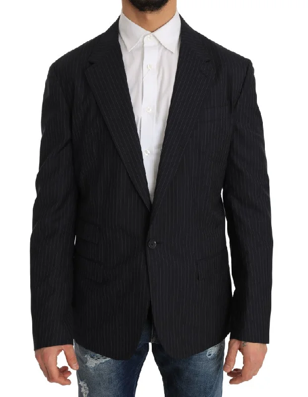 Elegant Slim Fit Striped Wool Silk Blazer Women's Handmade Blazer