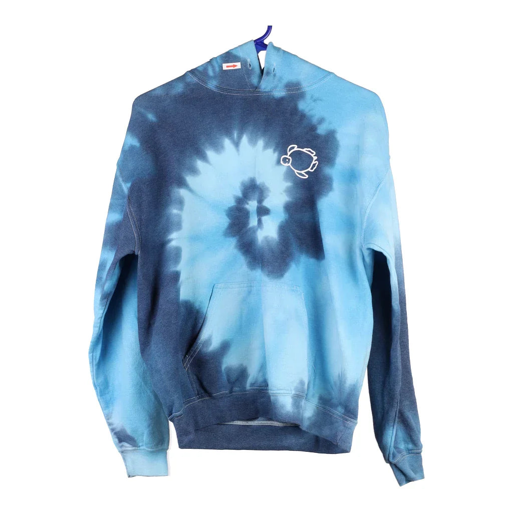 Gildan Tie-Dye Hoodie - Medium Blue Cotton Blend Hoodie with Zipper Placket Modern Functional Gildan Tie-Dye Hoodie - Medium Blue Cotton Blend Hoodie with Zipper Placket Modern Functional