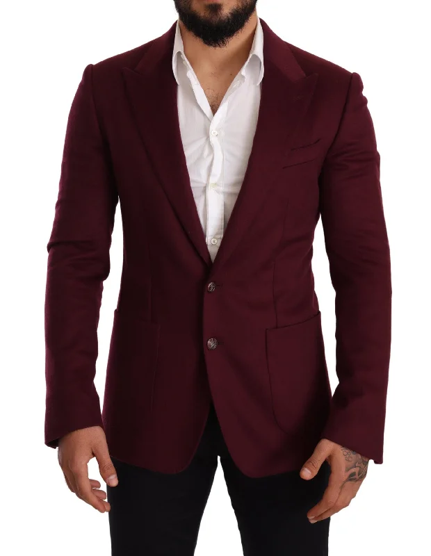 Elegant Maroon Bordeaux Cashmere Blazer Women's Fashion Blazer